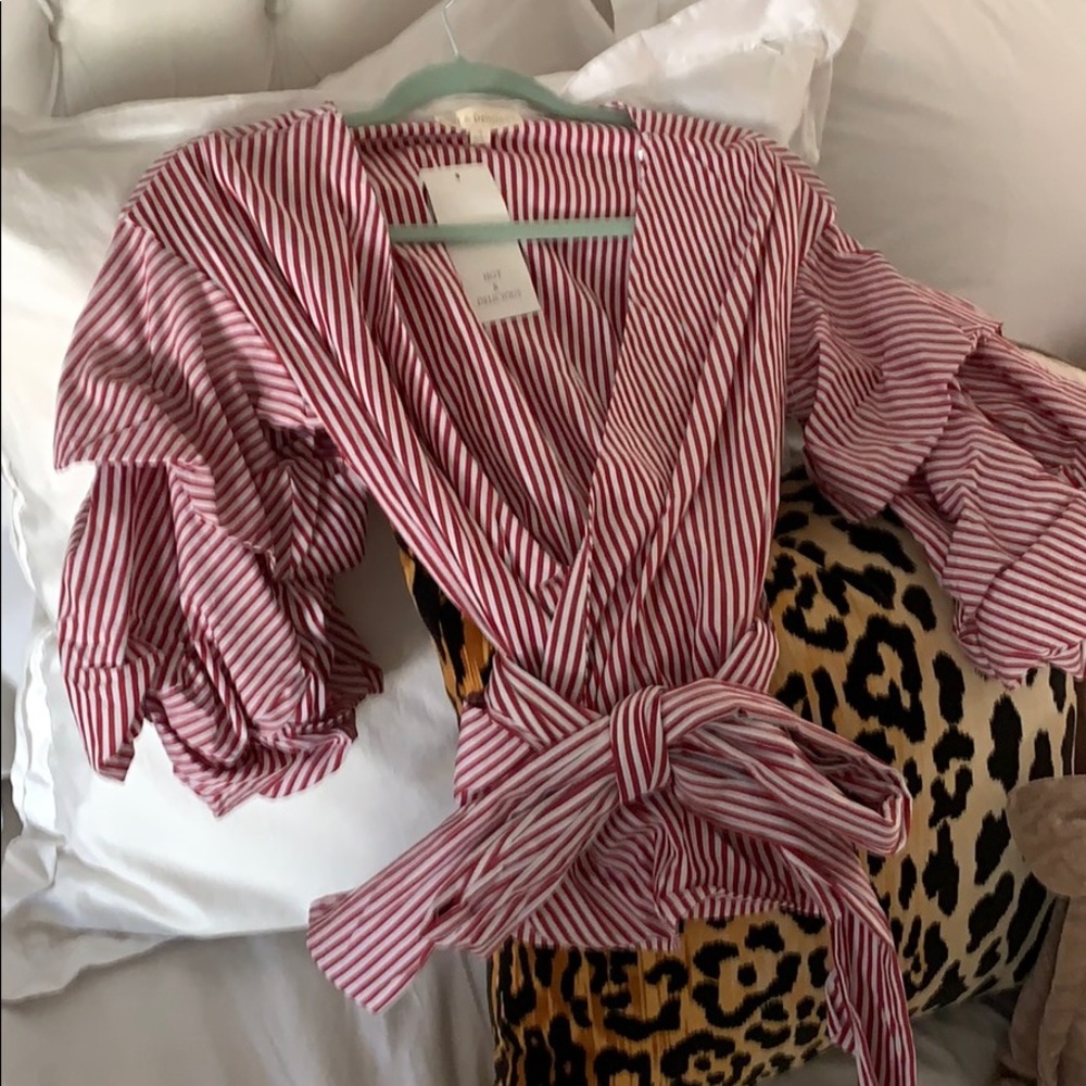 Super cute red and white stripe blouse
